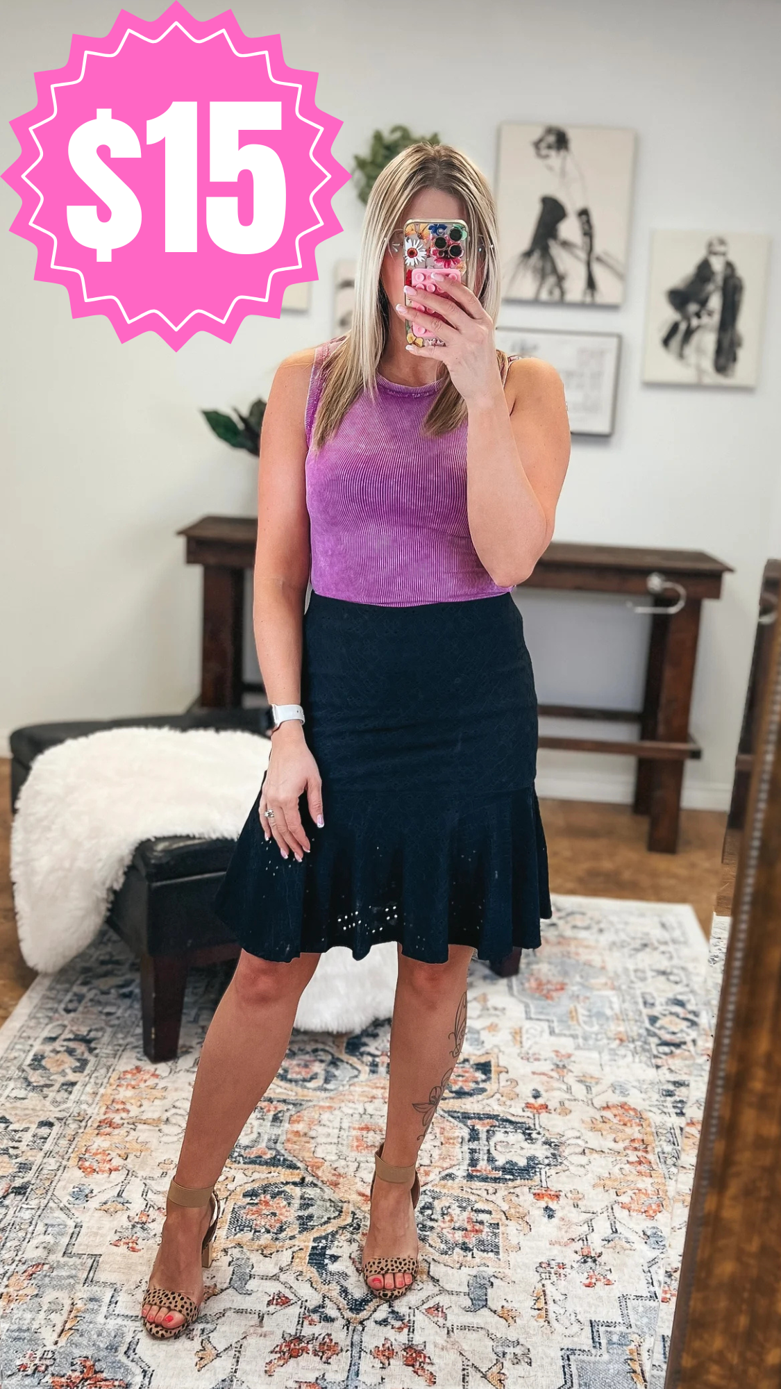 Felicia Eyelet Lace Skirt: Black *SALE*