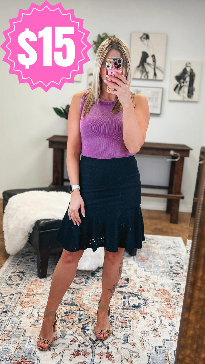 Felicia Eyelet Lace Skirt: Black *SALE*