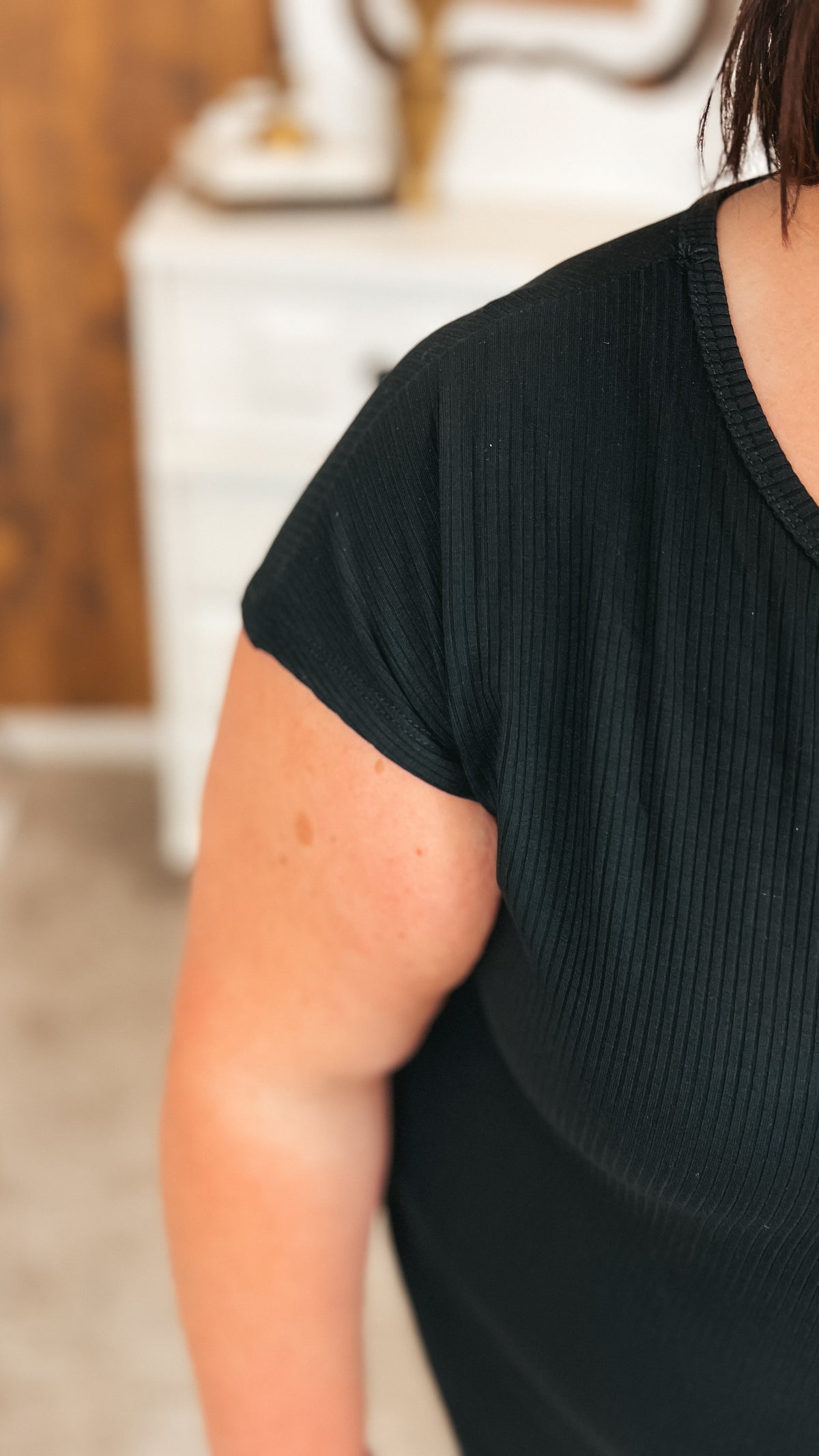 Melanie Ribbed Tee | Black