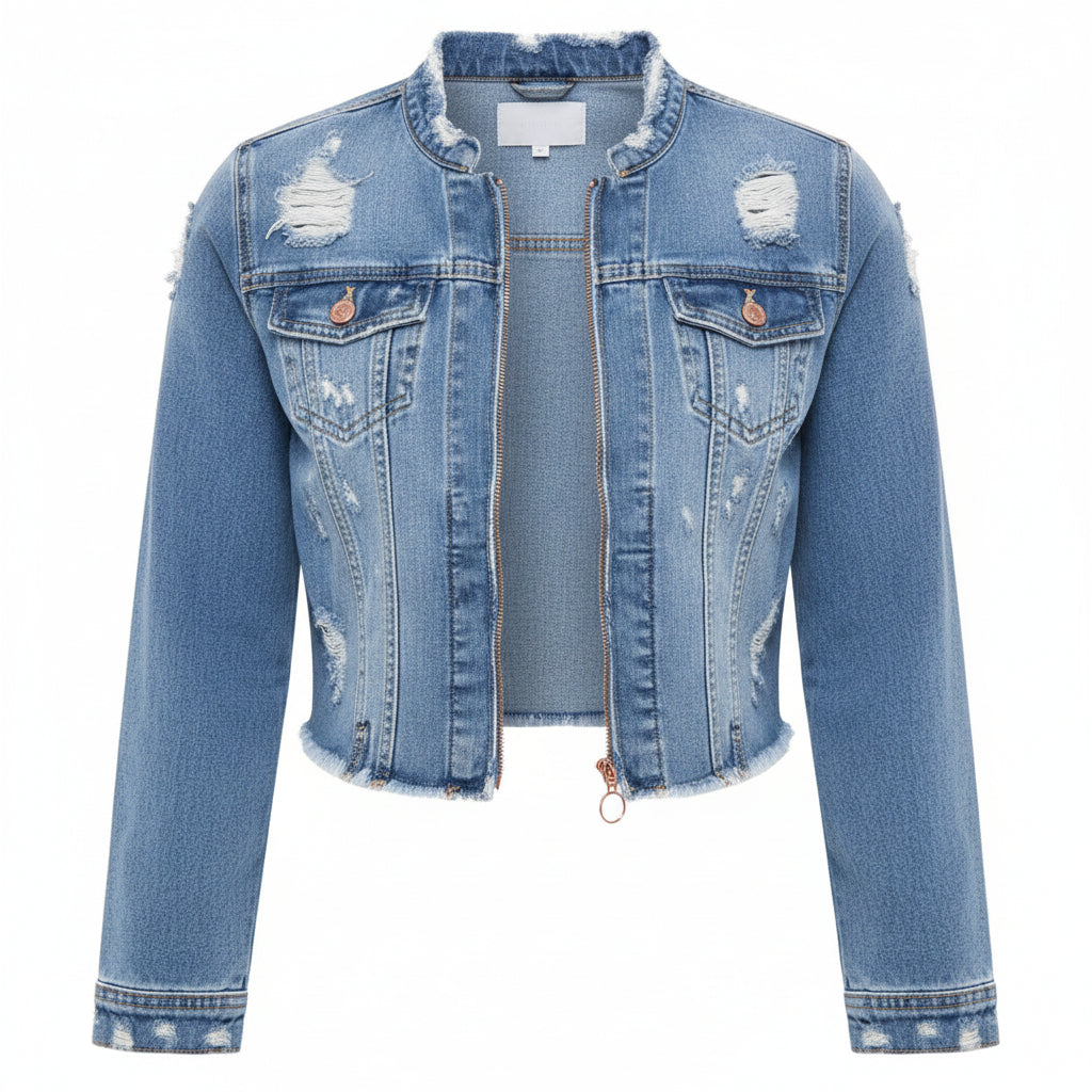 Joey Crop Denim Jacket | Medium Blue