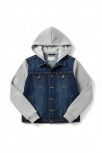Cam Hooded Denim Jacket | Dark Blue
