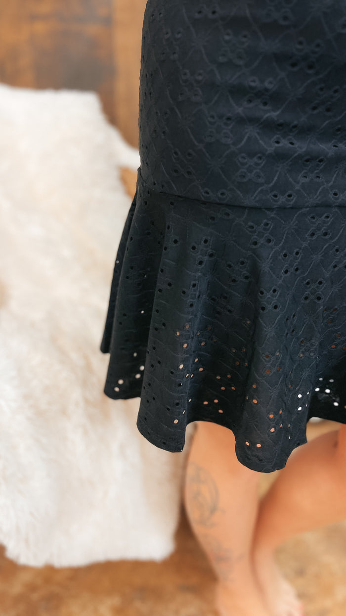 Felicia Eyelet Lace Skirt: Black *SALE*