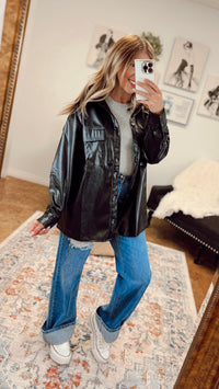 Stephanie Faux Leather Jacket | Black