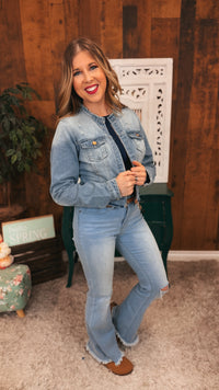 Joey Crop Denim Jacket | Medium Blue