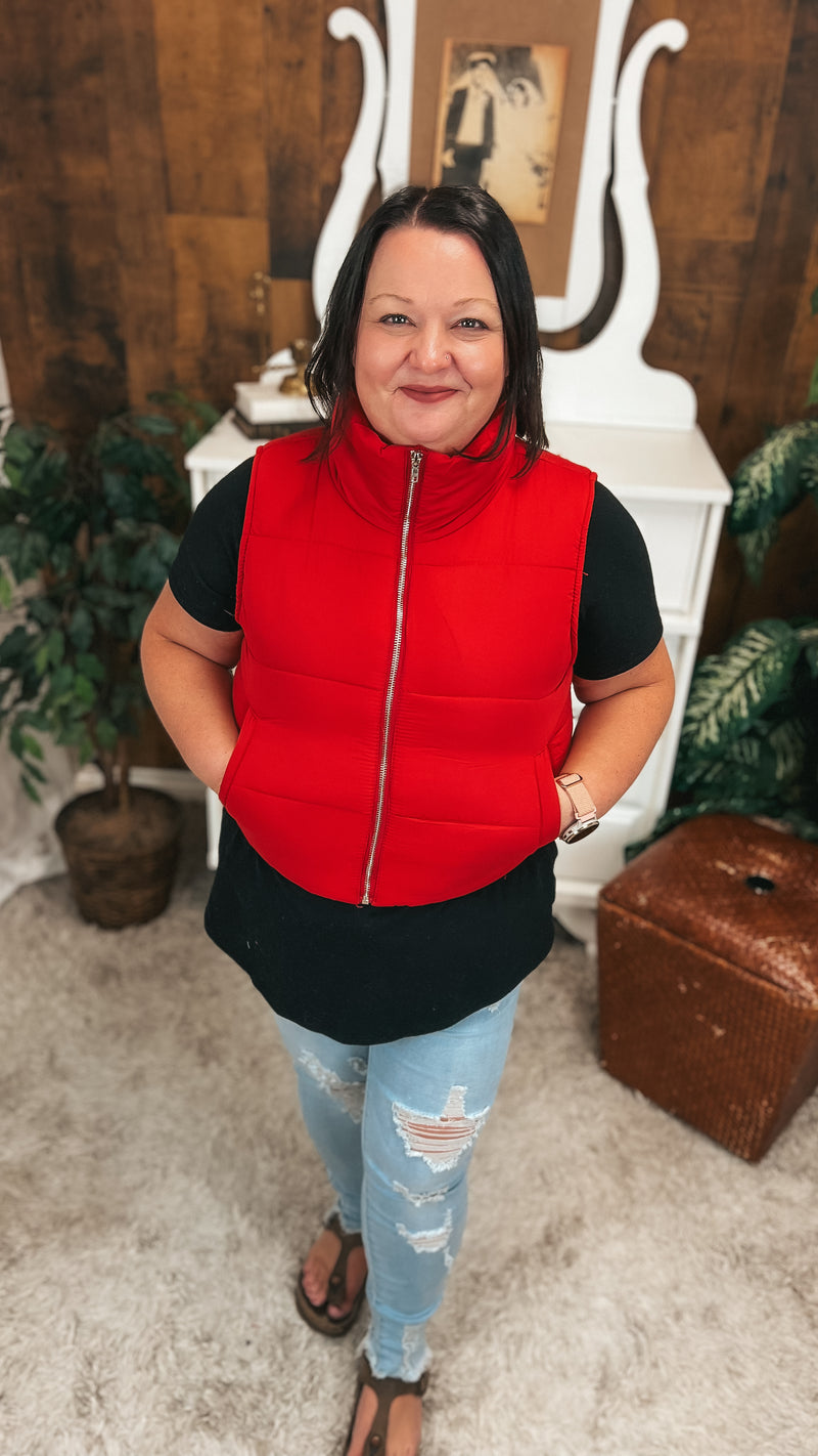 Courtney Puffer Vest: Red