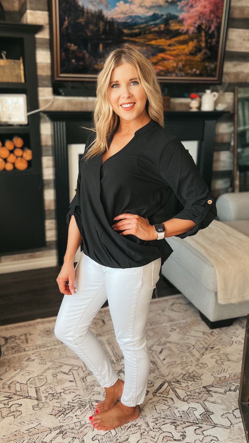 Aislynne Snap Blouse | Black