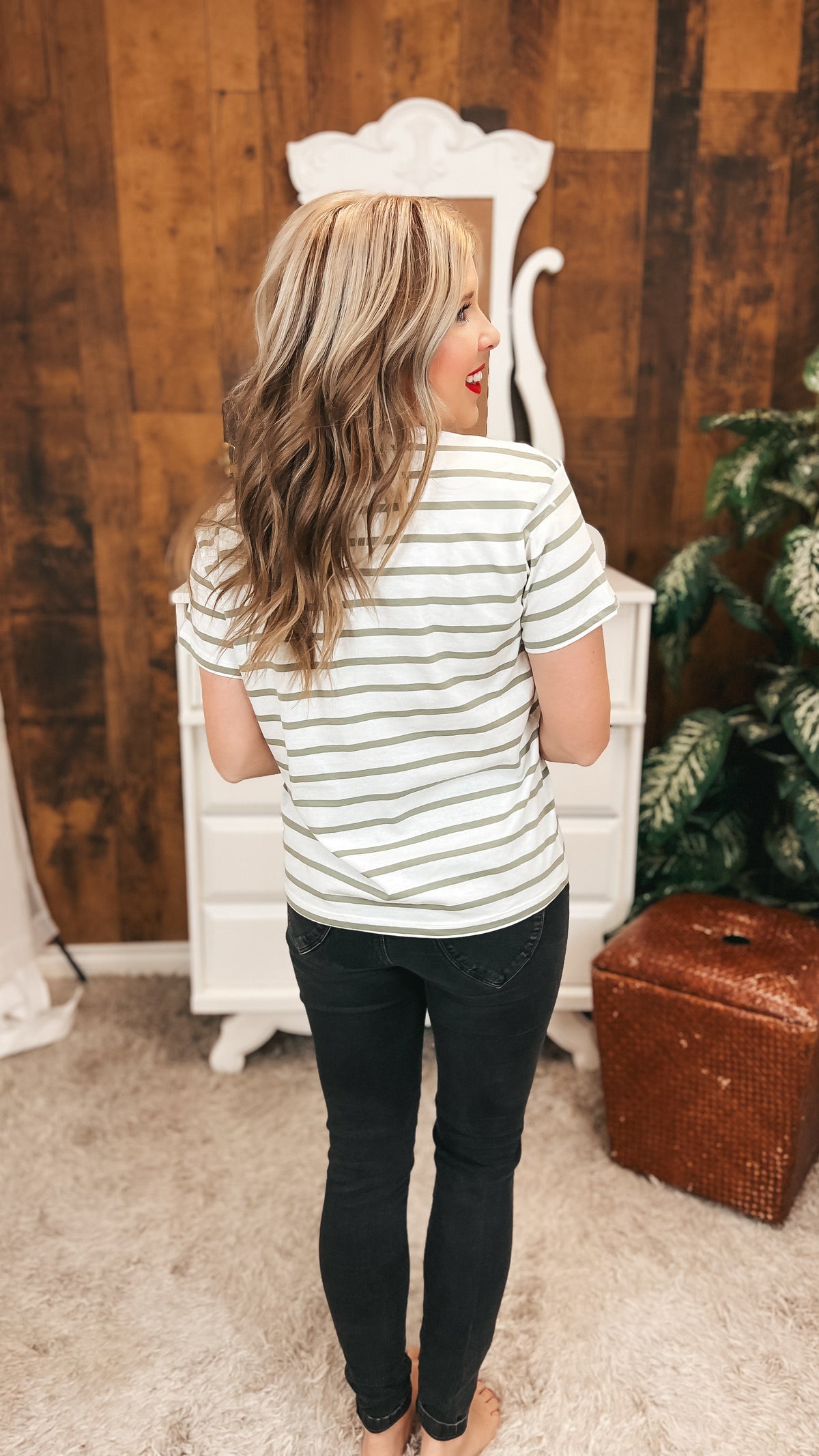 Brittany Striped Tee | Sage & Ivory