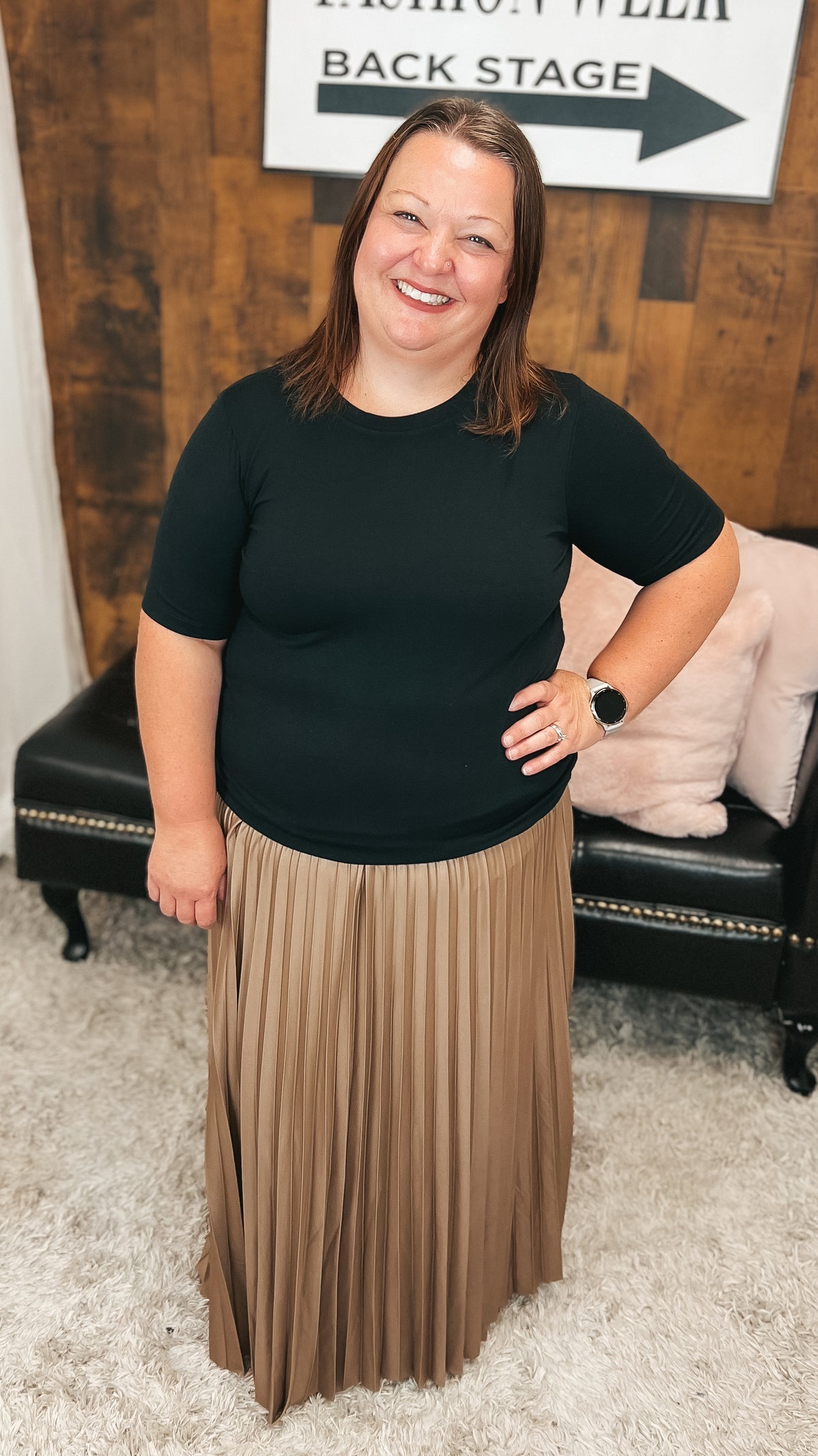 Wendy Pleated Maxi Skirt | Bronze