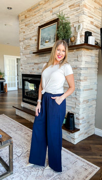 Nova Wide Leg Pants | Navy