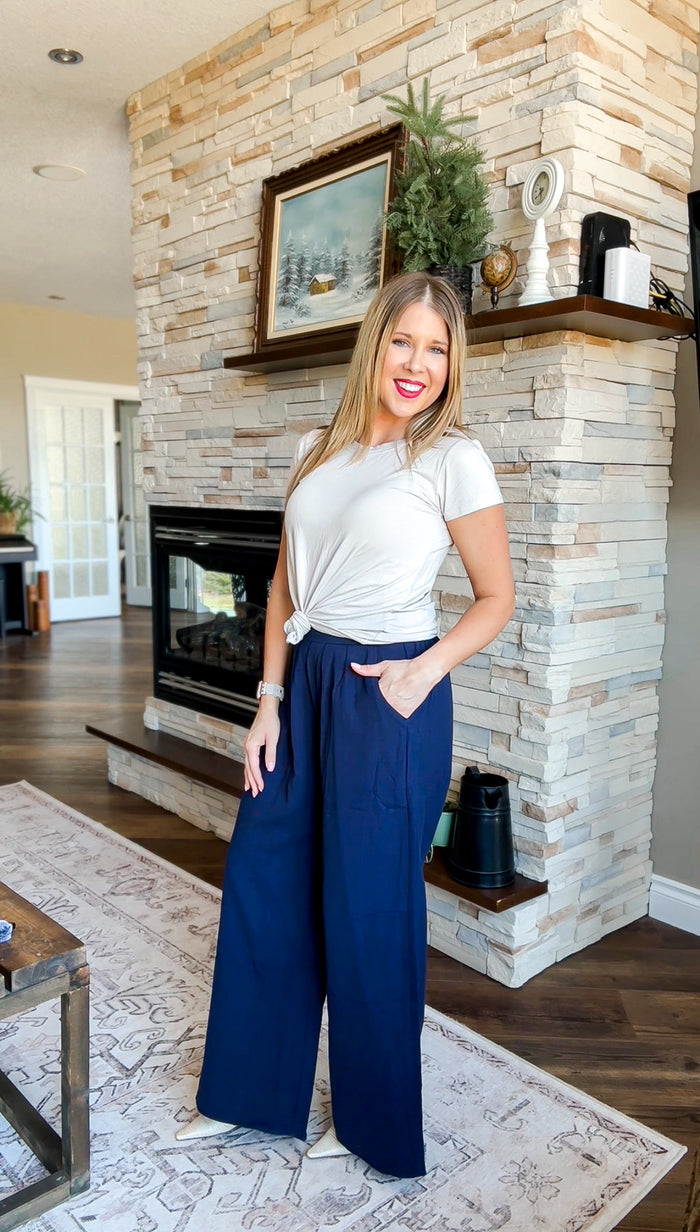 Nova Wide Leg Pants | Navy
