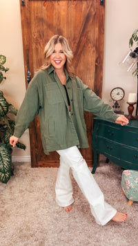 Lynn Oversized Denim Jacket | Olive
