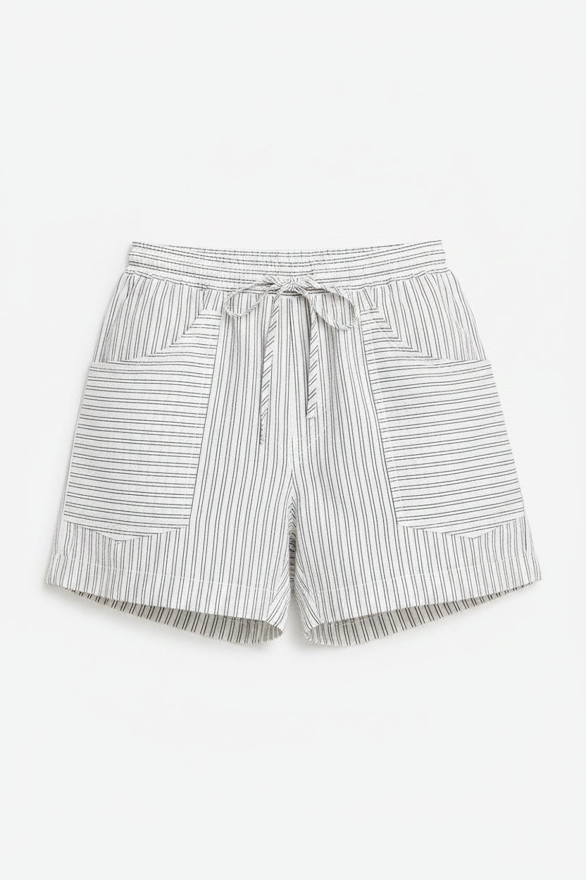 Tenille Linen Shorts | White Stripe