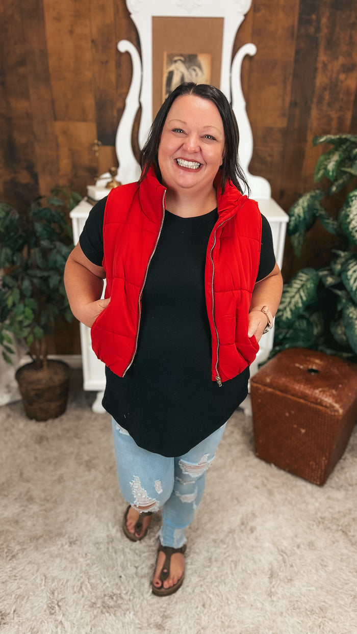Courtney Puffer Vest: Red
