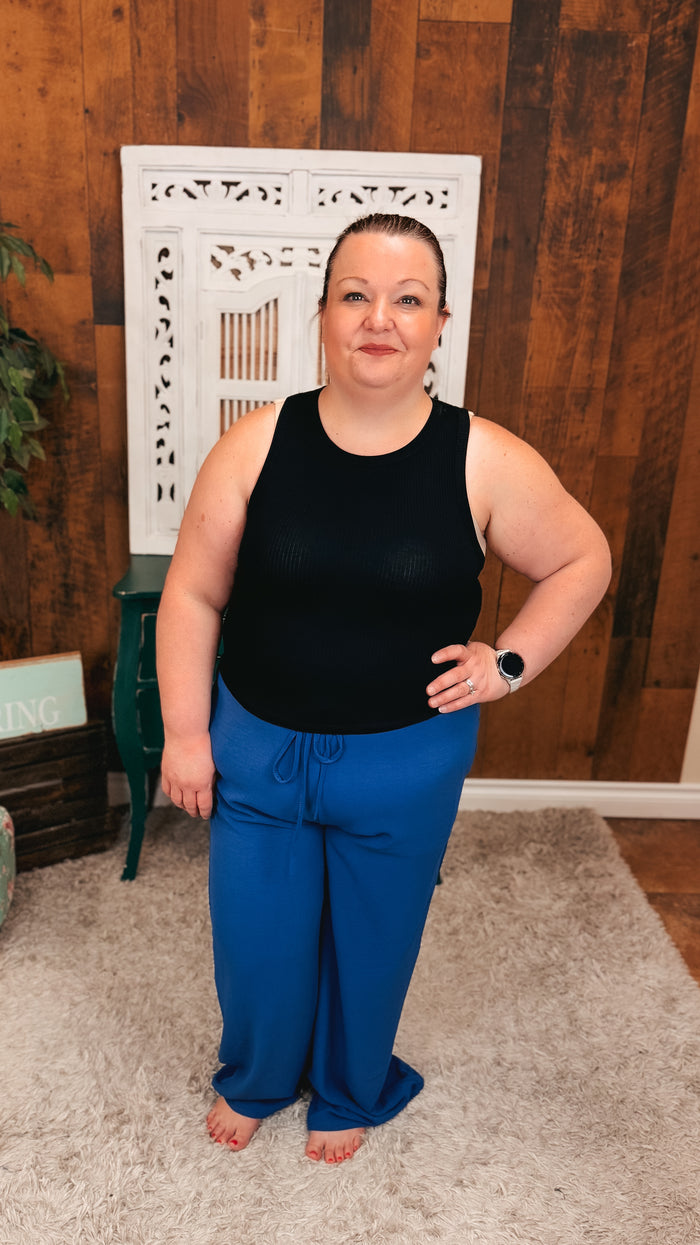 Crystal Wide Leg Pants | Denim Blue