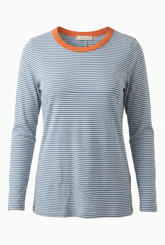 Valery Stripe Long Sleeve | Blue & Coral