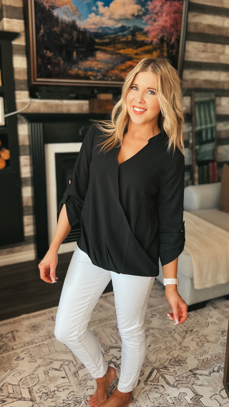 Aislynne Snap Blouse | Black