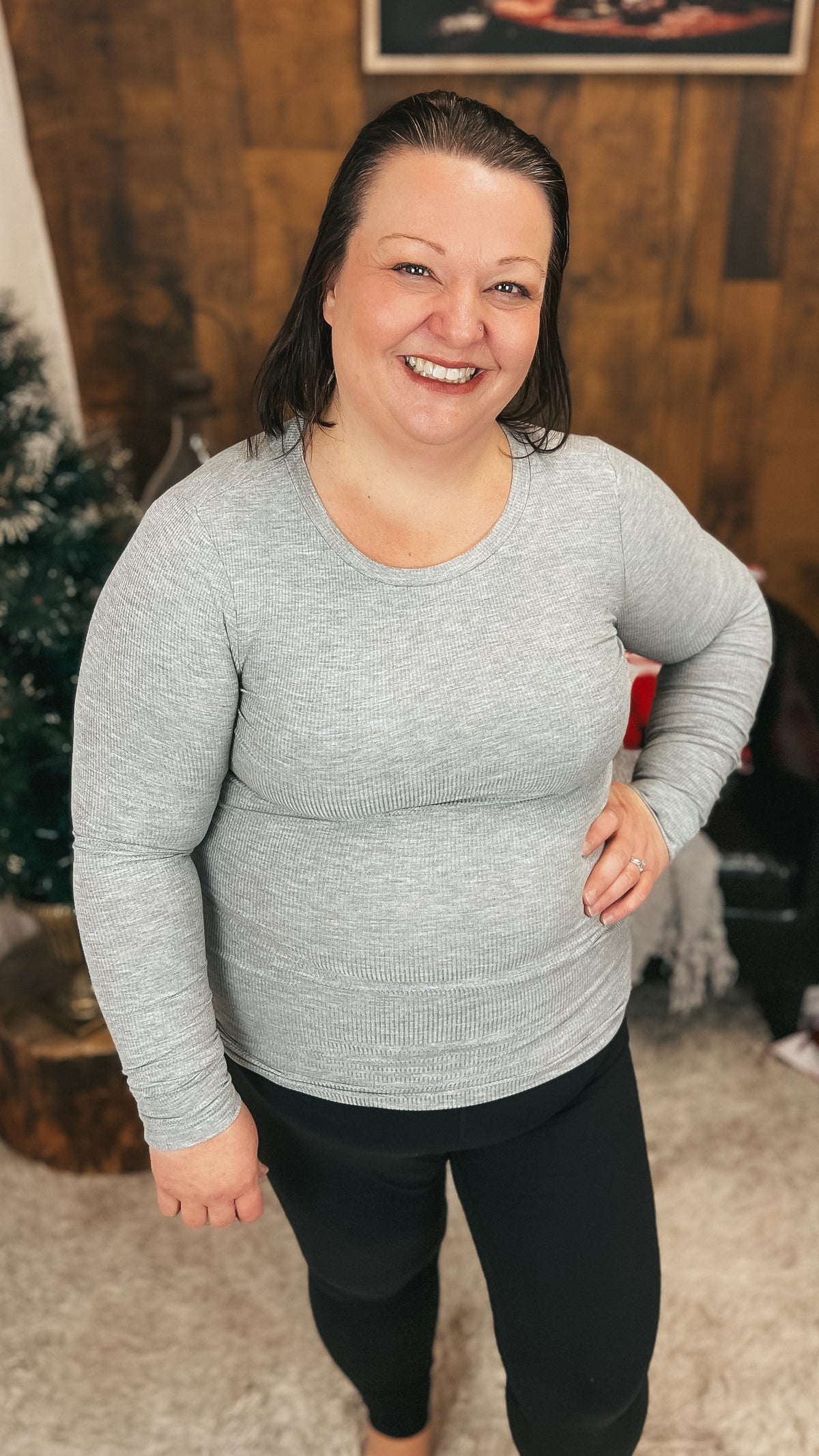 Tatum Ribbed Long Sleeve | Grey