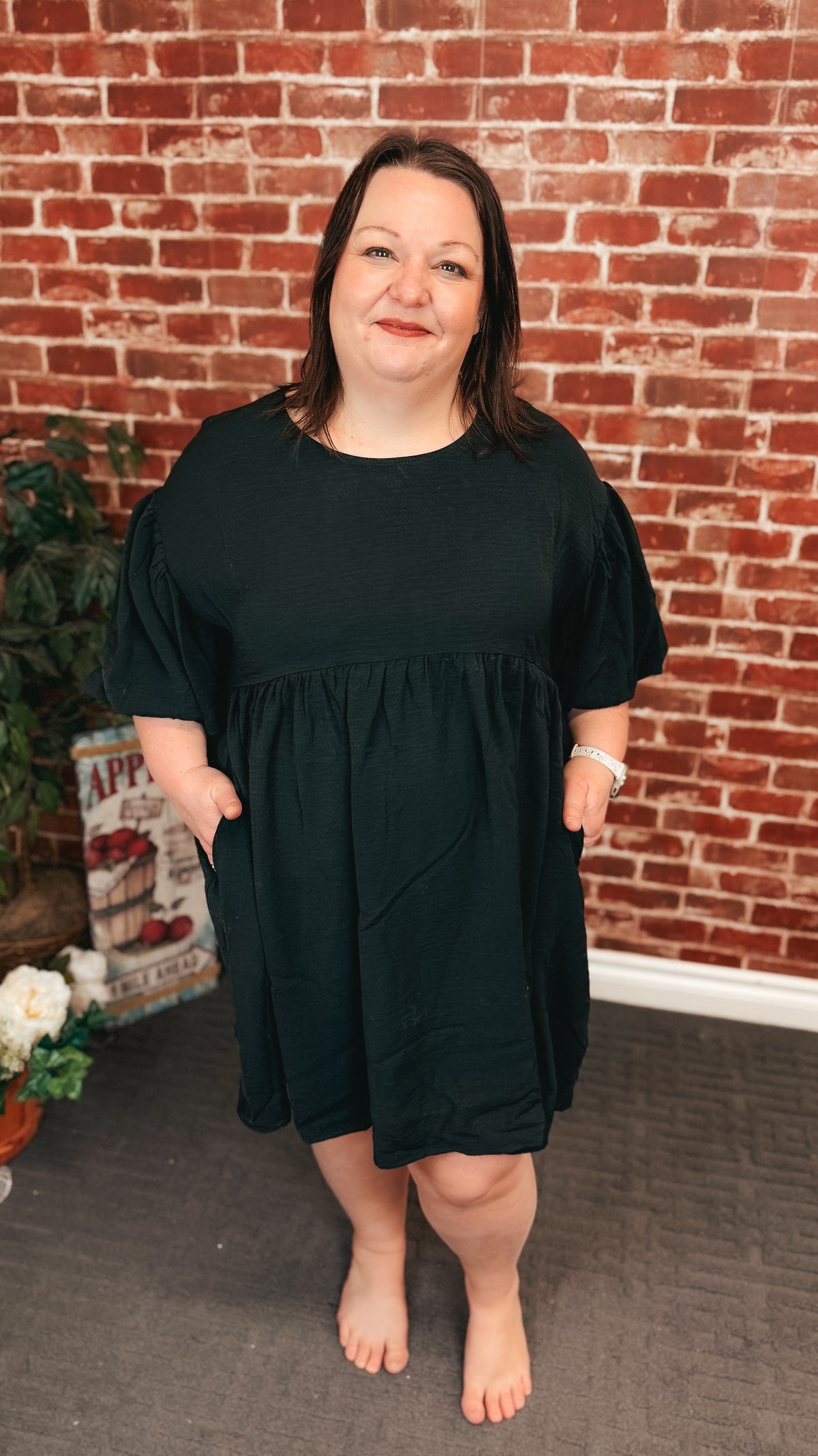 Fiona Bubble Sleeve Dress | Black