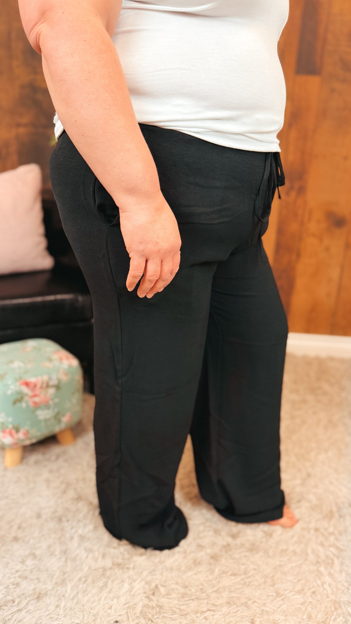 Crystal Wide Leg Pants | Black