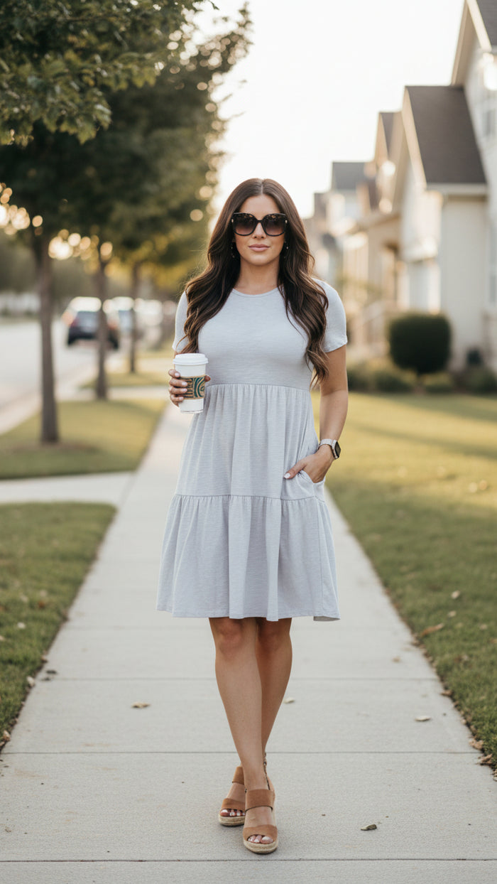 Beverly Tiered Dress: Grey *SALE*