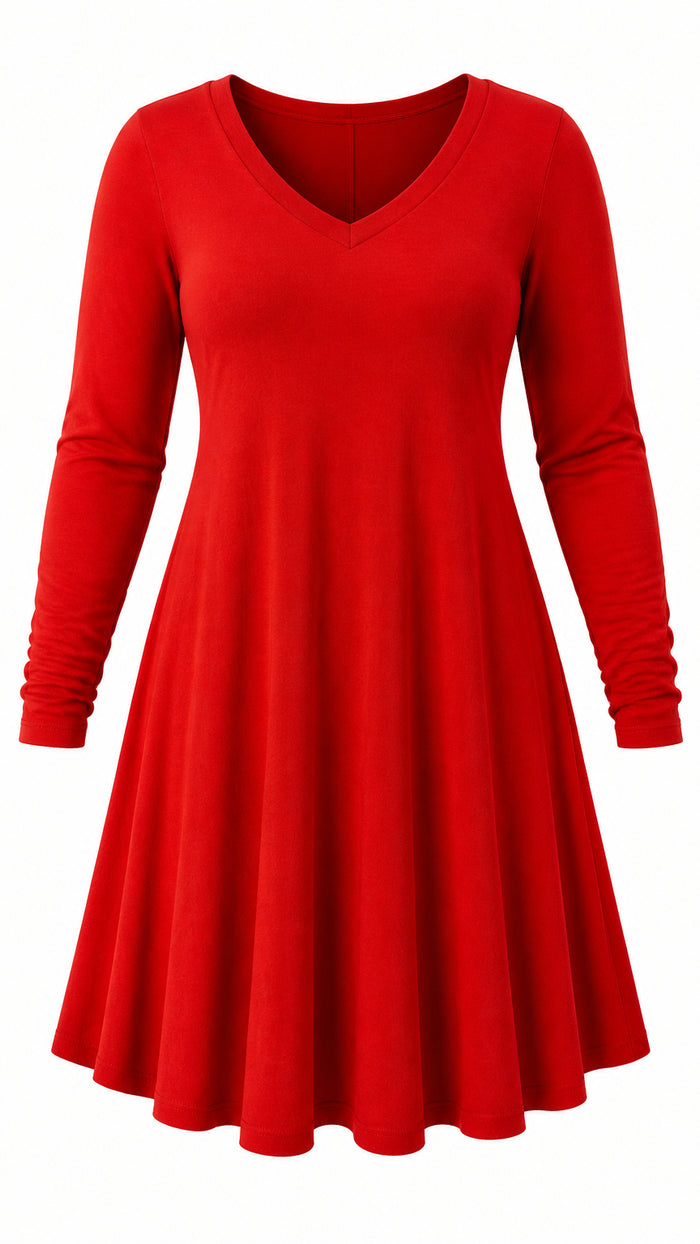Violet Long Sleeve T-Shirt Dress | Burnt Rust