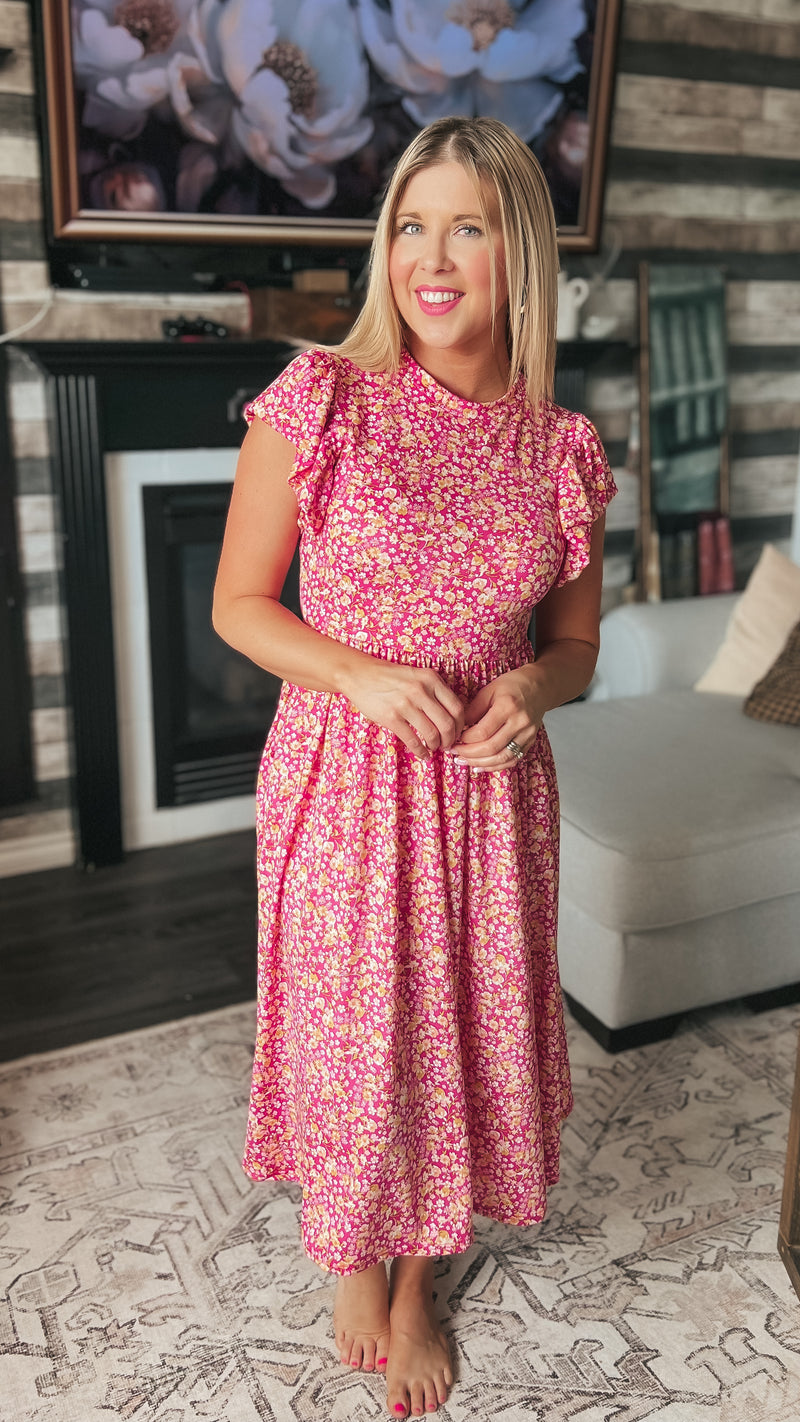 Victoria Floral Sundress: Fuchsia
