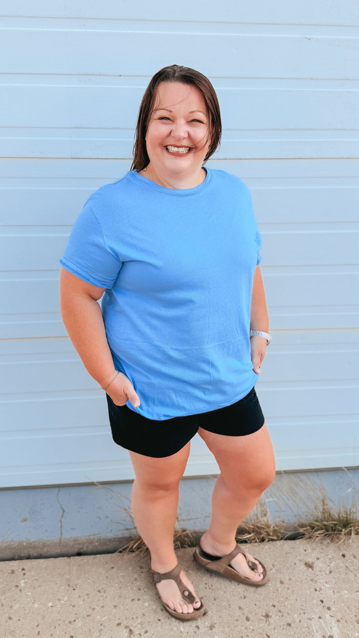 Julia Basic Tee | Cornflower Blue