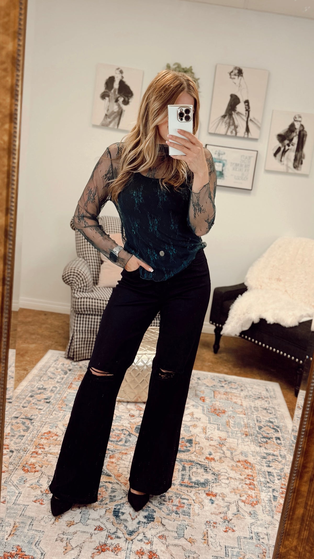 Rosalind Lace Top | Dark Green