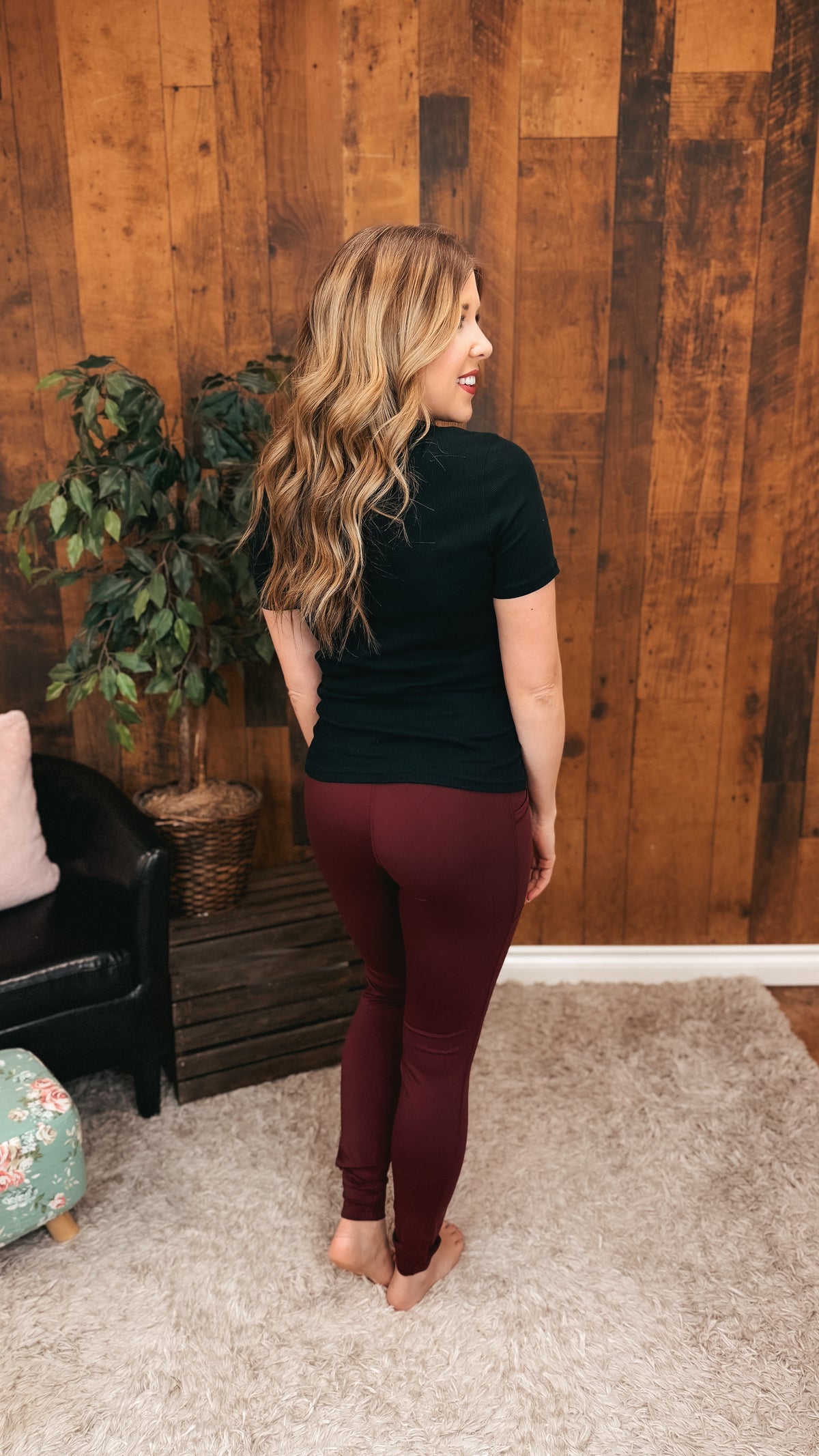 Zoey Athletic Leggings | Wine