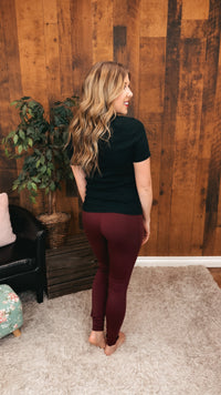 Zoey Athletic Leggings | Wine