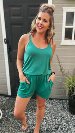 Crystal Shorts Romper: Dusty Green