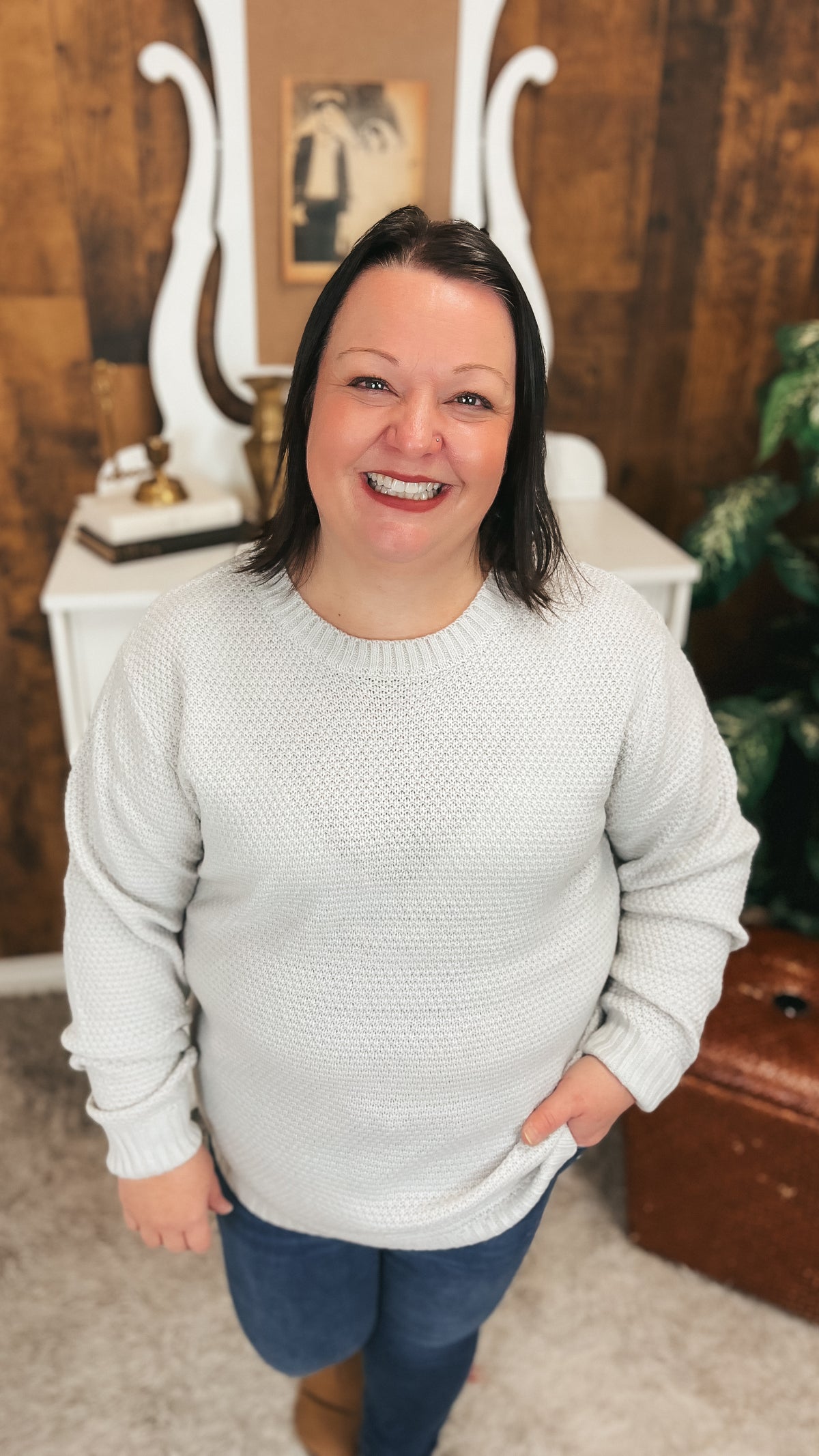 Scarlett Knit Sweater: Bone