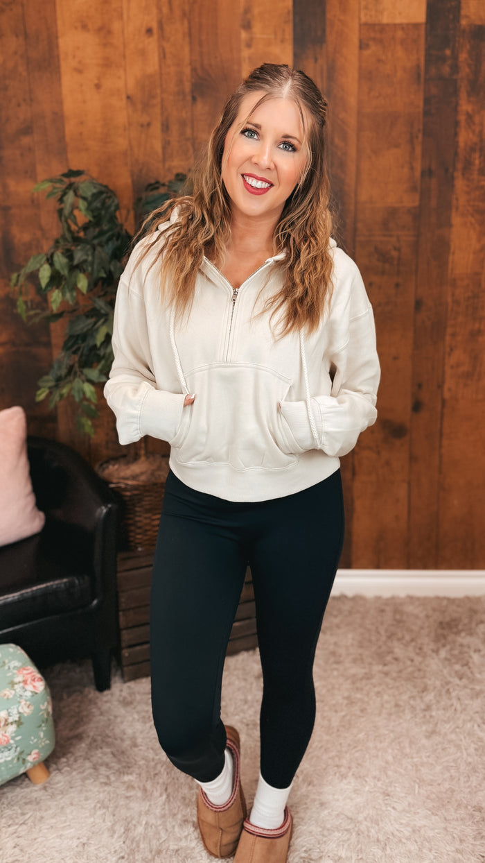 Beth 1/2 Zip Sweatshirt | Beige