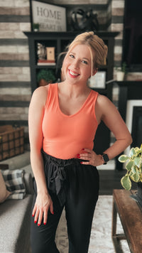 Coral trendy crop tank top