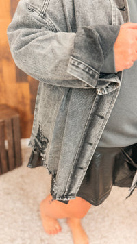 Ronin Distressed Denim Jacket | Washed Black