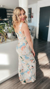 Loriann Floral Maxi Dress: Peach