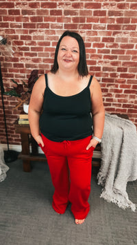 Jodie Wide Leg Jogging Pants | Red