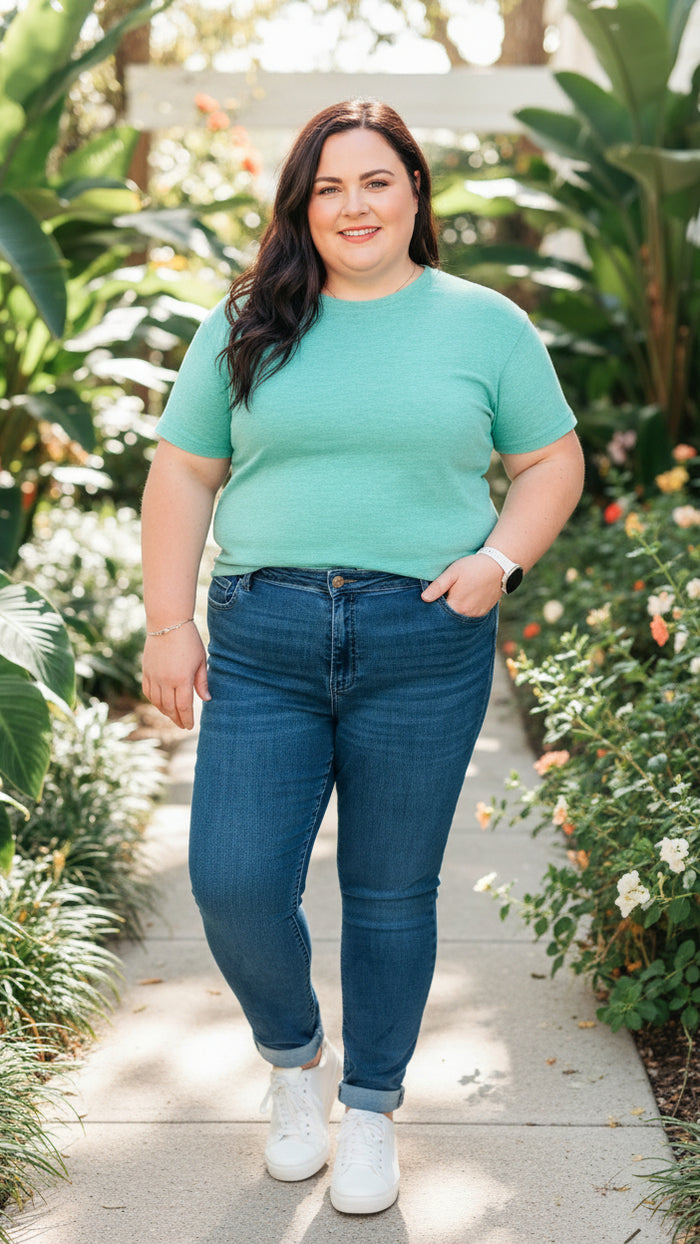 Michelle Basic Tee | Heather Green