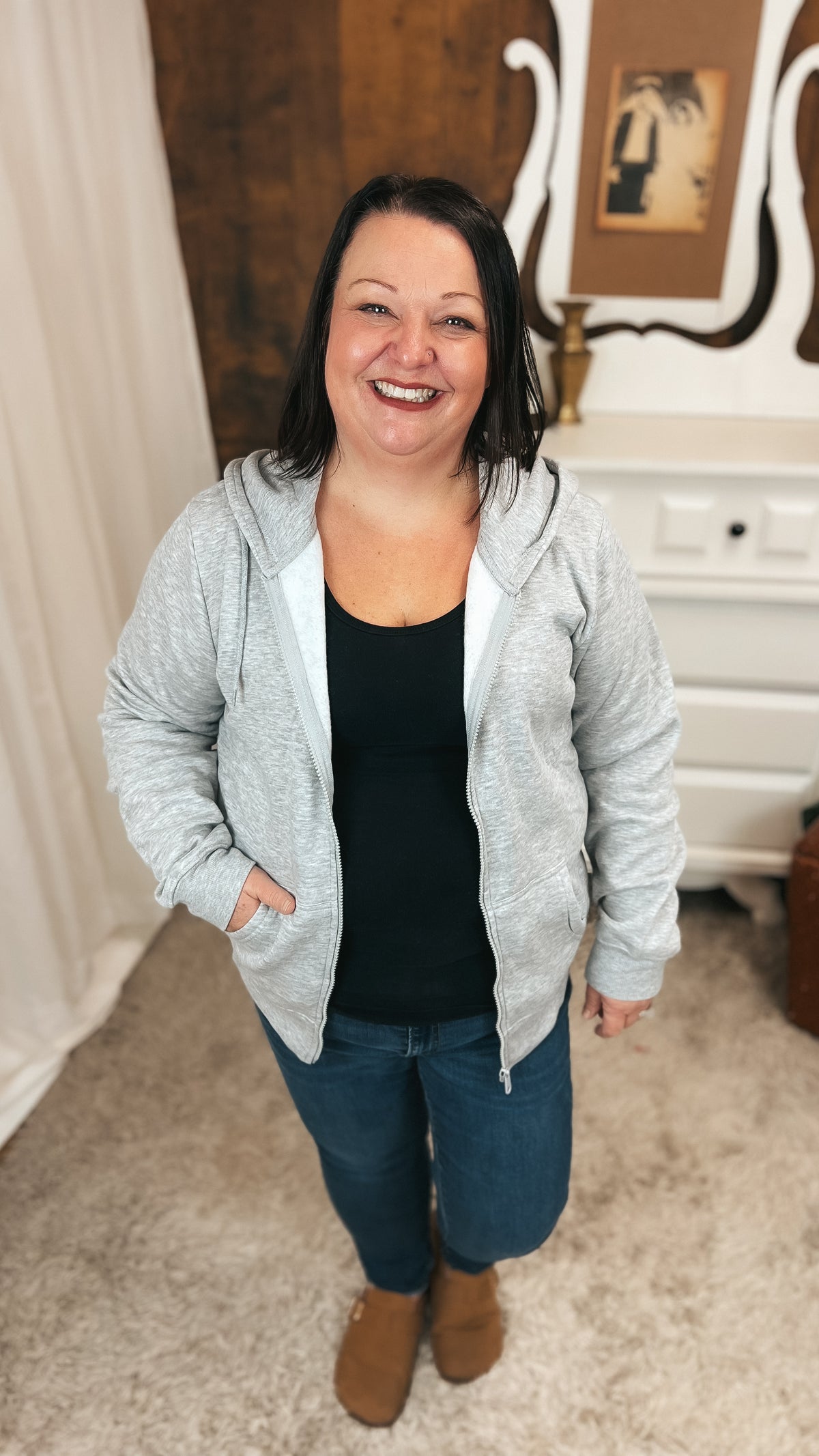 Layne Zip Hoodie: Grey