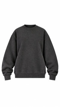 A charcoal grey crewneck sweatshirt 