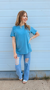 Julia Basic Tee | Blue Grey