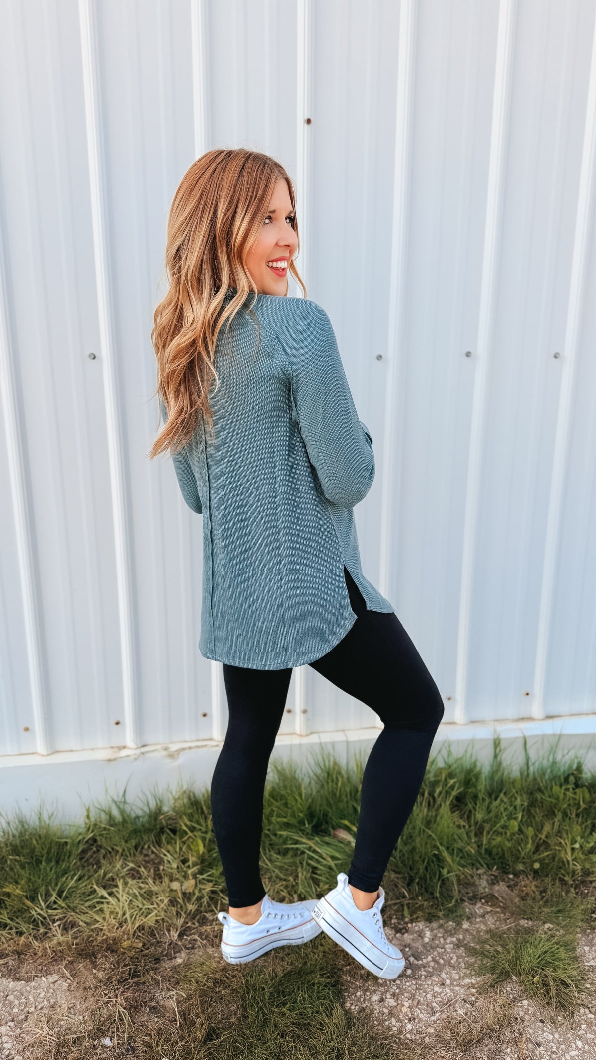 Leslie Waffle Long Sleeve | Ash Jade