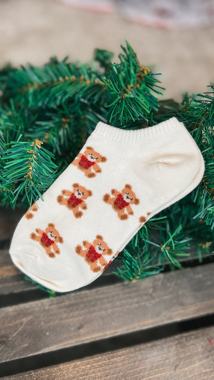 Teddy Bear Ankle Socks: Beige *SALE*