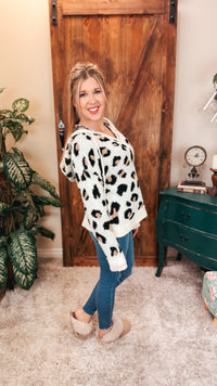 Karen Leopard Print Hoodie | Cream