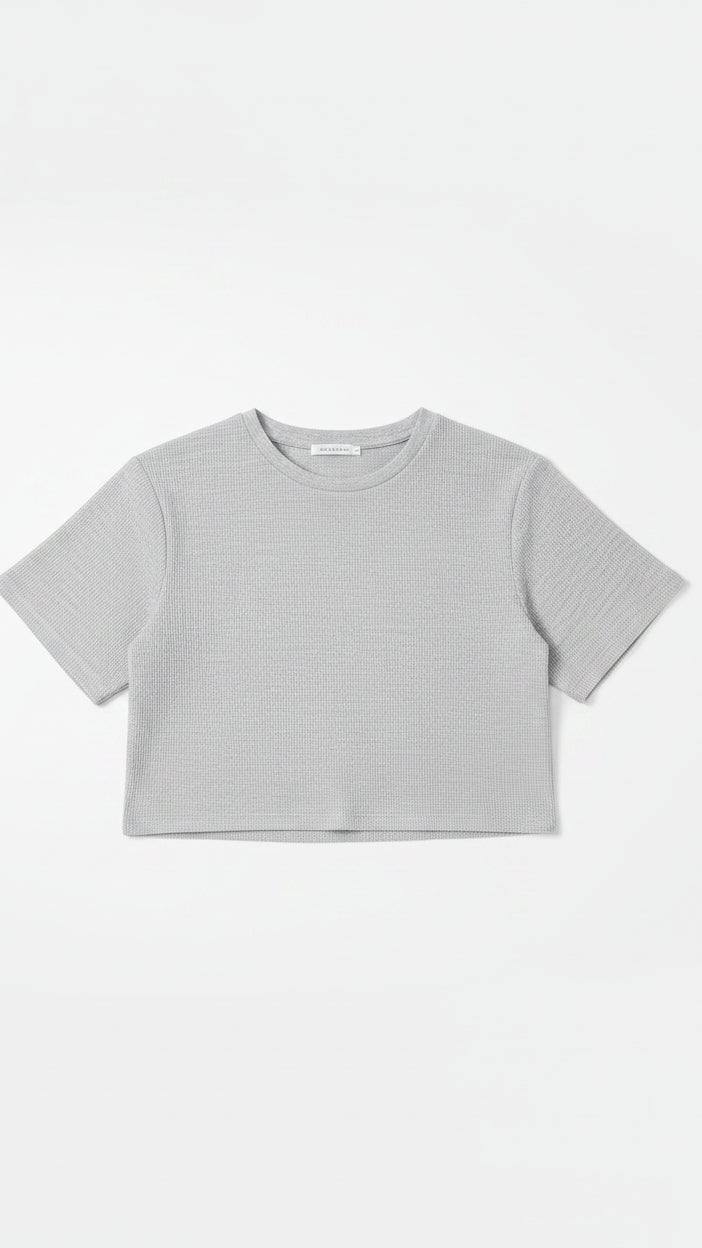 Lexi Waffle Tee: Grey