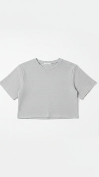 Lexi Waffle Tee: Grey