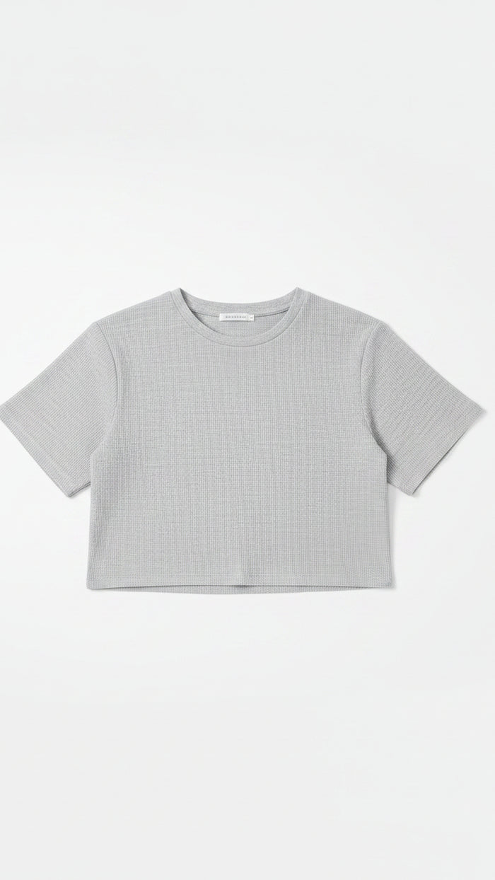 Lexi Waffle Tee: Grey