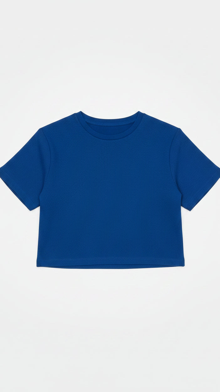 Lexi Waffle Tee: Royal Blue