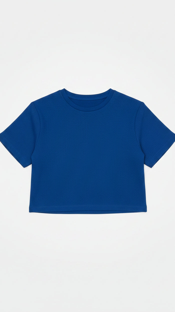 Lexi Waffle Tee: Royal Blue