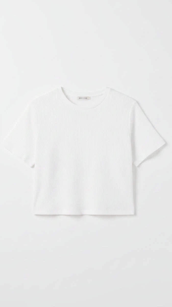 Lexi Waffle Tee: White